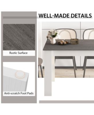 47 in Rectangular Kitchen Dining Table for 4 with Anti-Scratch Foot Pads