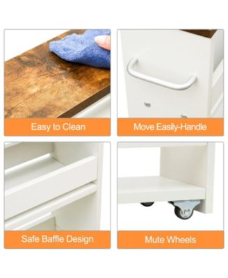 4-Tier Slim Slide-Out Rolling Storage Cart for Narrow Spaces