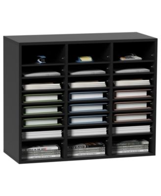 Wood Literature Organizer 24 Compartments Removable Shelves for Office Use