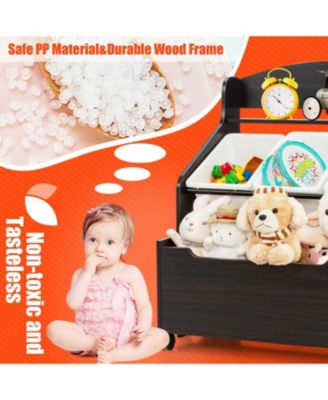 Kids Toy Storage Unit Organizer with Rolling Toy Box and Removable Plastic Bins