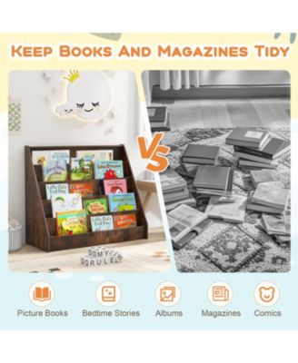 5-Tier Front-Facing Kids Bookshelf with Deep Compartments, Montessori Style