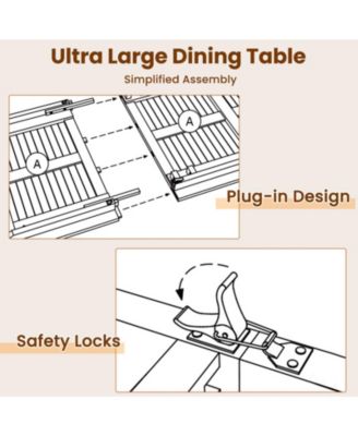 71 in Teak Wood Patio Dining Table for 6 with Sturdy Metal Frame
