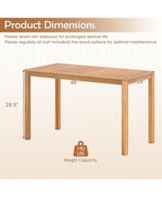 Acacia Wood Slatted Outdoor Dining Table for 4-6