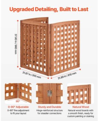Wood Privacy Screen 32 x 38 in Air Conditioner Cover Fence with Adjustable Angle