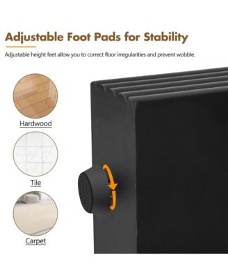 55" Modern Fluted Curved Console Table, Wood Entryway Accent Table with 2 Drawers and Rounded Edges for Hallway, Living Room