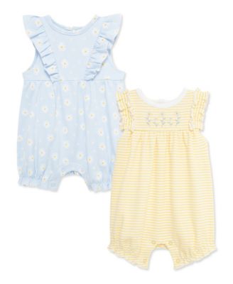 Baby Girls' Daisies Sleeveless Rompers, 2-Pack
