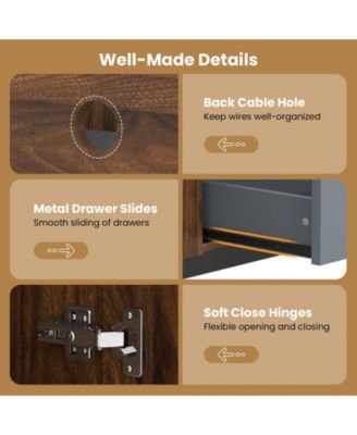 Modern Mid Century TV Cabinetfor TVs  with Drawer-Walnut