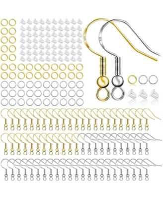 500pcs Earring Hooks Ear Wires Fish Hooks Jump Rings Silicone Backs Stoppers Jewelry Making Kit