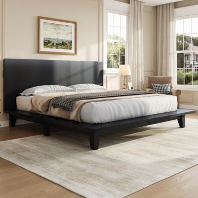 Platform Bed Frame with Headboard , Wood Slat Support