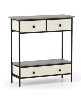 Farmhouse Console Table with Open Storage Shelf for Hallway