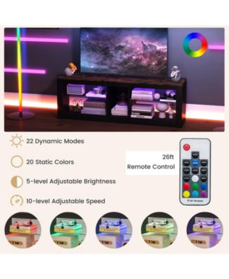 Modern TV Stand with LED Light and Adjustable Shelves for TVs up to 65 inch