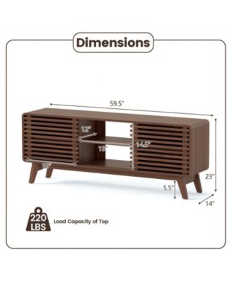 TV Stand for TVs with Sliding Doors and Adjustable Shelves for Living Room-Walnut