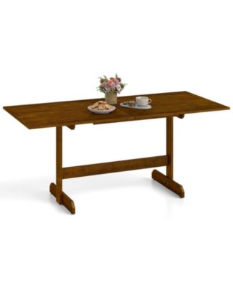 71 in Farmhouse Rectangular Dining Table for 6-8 with Rubber Wood Legs
