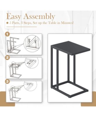 C-Shaped Metal Side Table with Adjustable Foot Pads, 17 x 12 x 21.5 in