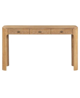 Rustic Console Table, 52" Entryway Table with 3 Concealed Drawers, Curved Corners and Thick Legs for Hallway and Living Room
