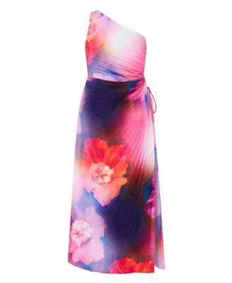 Women's Firework Print Pleat Maxi Dress