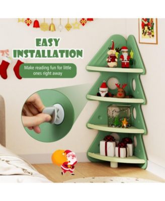 4-Tier Kids Corner Bookshelf with Tree-Shaped Design and Display Shelves