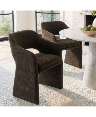Set of 2 Upholstered Fabric Dining Chairs, 19-Inch Dining Armchairs