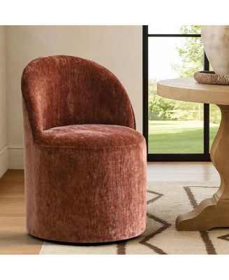 Rolling Chenille Upholstered Dining Chair with Casters 1 Piece
