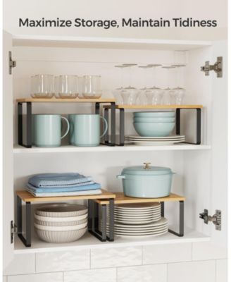 Stackable Expandable Cabinet Organizer Metal Wood Spice Rack