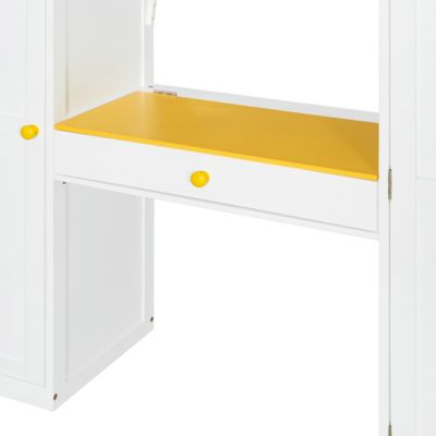 Loft Bed w/Storage Stairs, Vanity, Wardrobe, USB/Lights