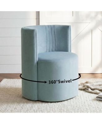 Velvet Swivel Barrel Accent Chair 360degree(s) Rotating Tub Chair, 1 Piece