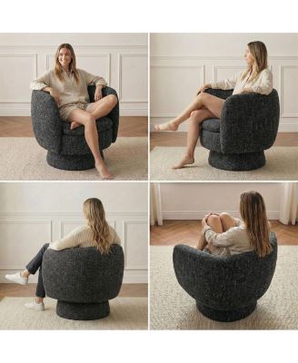 31 Tweed Swivel Barrel Accent Chair, Upholstered Armchair, 1 Pc