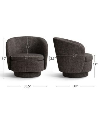 30.5 Swivel Barrel Accent Chair, Textured Fabric Round Armchair, 1 Pc