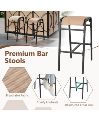  FT Grill Gazebo Set with 2 Bar Stools, Bar Table and Double Roof Canopy