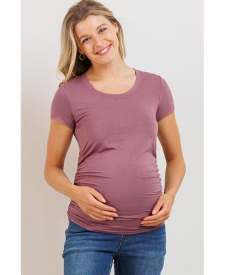 Maternity Side Ruched Short Sleeve T-Shirt Top