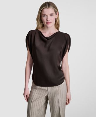 Women's Flutter-Sleeve Cowl Neck Blouse