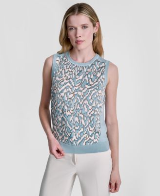 Women's Sleeveless Printed Sweater
