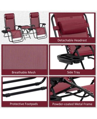 Zero Gravity Chair Set with Folding Table & Cup Holder Trays