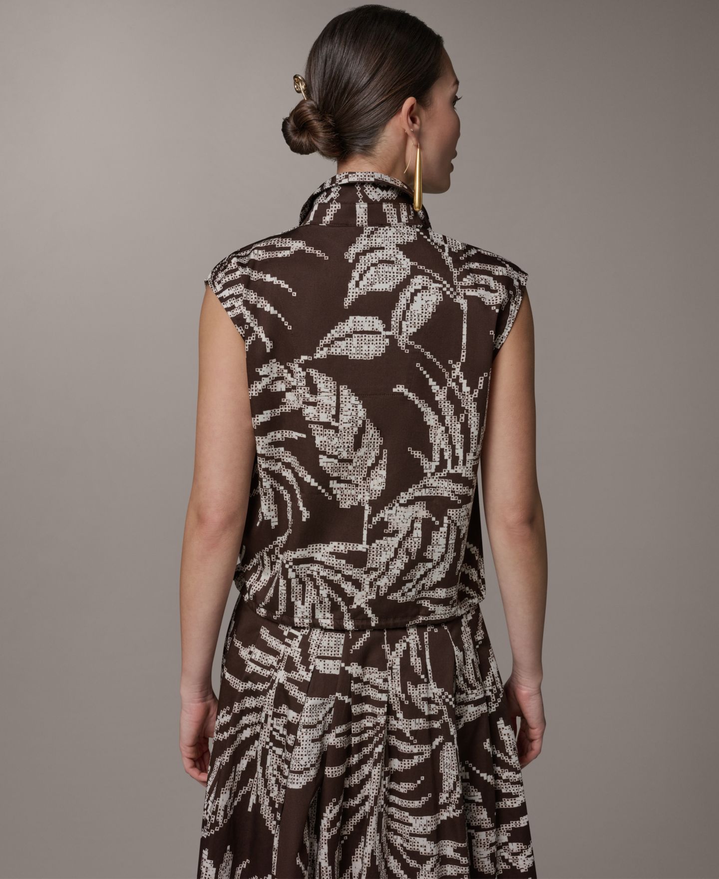 Женский топ Donna Karan New York Collared Neck Top, цвет: Разноцветный, вариант 1 — фото 2