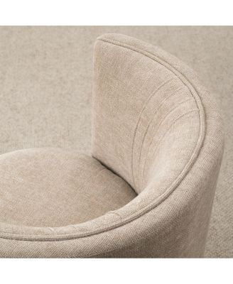 Textured Fabric Swivel Barrel Accent Dining Chair With Casters 1 Pc