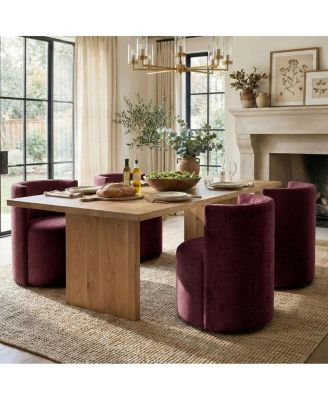 Textured Fabric Swivel Barrel Accent Dining Chair With Casters 1 Pc