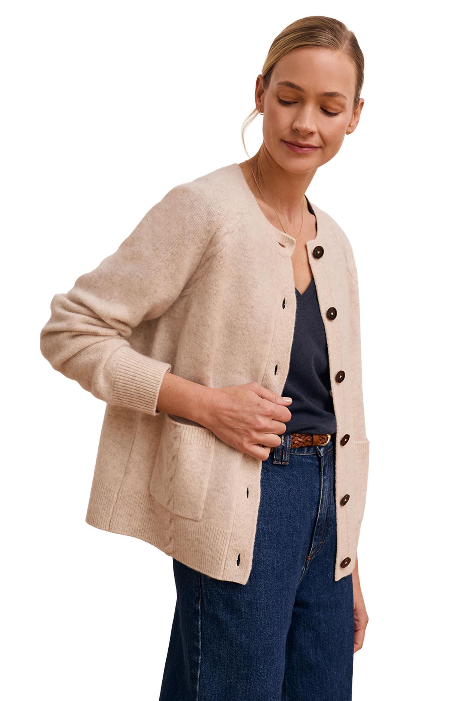 Women's Cable Detail Raglan Cardigan