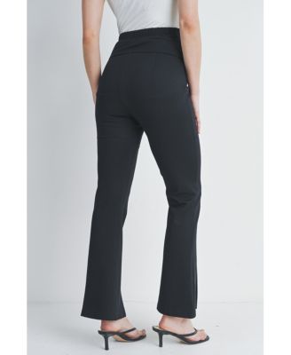 Maternity Over-the-Belly Flare Leg Pants with Front Slit