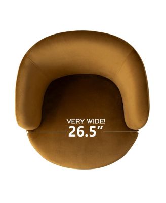 Velvet Swivel Barrel Accent Chair 27 Inch Wide Upholstered 1 Piece