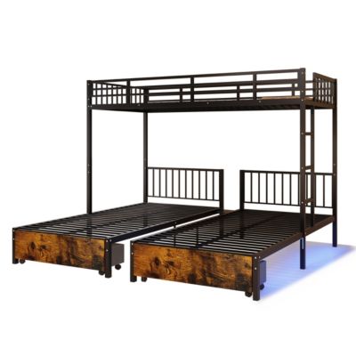 Metal Triple Bunk Bed, Separates to 3 Twins
