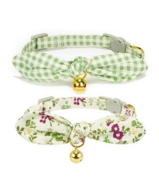 Bowtie Cat Collar With Bell Breakaway Kitten Collars Removable Bow Cotton Stylish