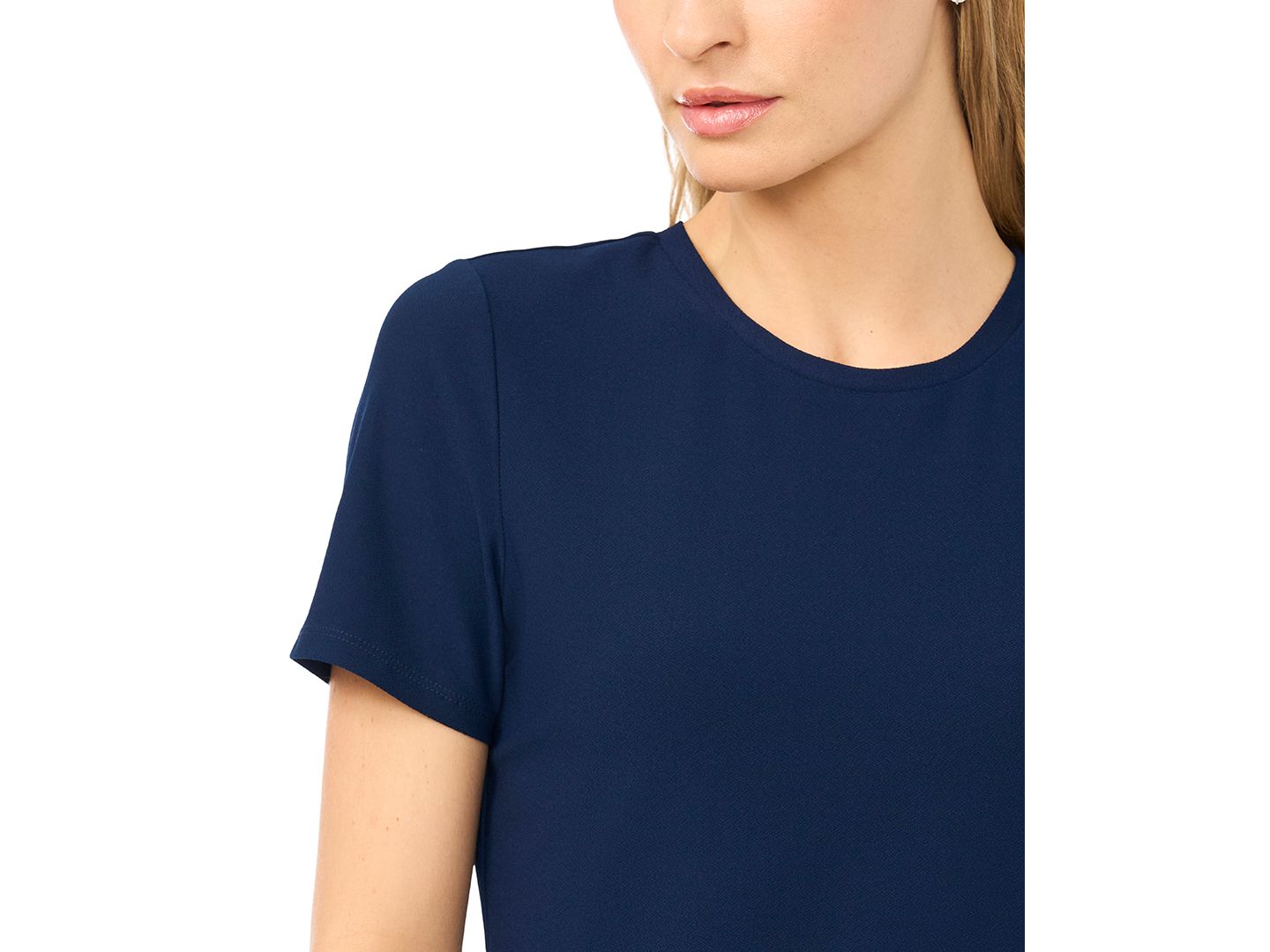 Женский топ CeCe Short-Sleeve Crewneck Peplum Top, цвет: Тёмно-синий — фото 2