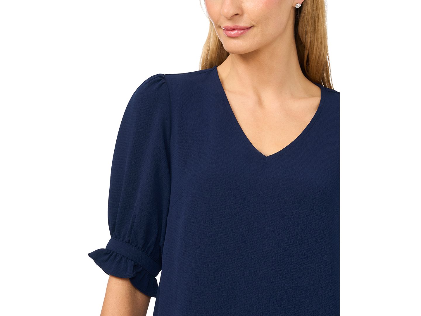 Женская блузка CeCe V-Neck 3/4-Sleeve, цвет: Тёмно-синий — фото 2