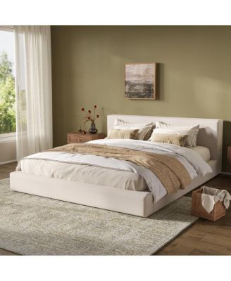 King Upholstered Bed Frame, Linen