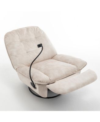 Swivel Rocker Recliner Chair, Single Lounge Gliding Rocking Chair with Phone Holder, Comfortable Reading Chair for Living Room, Office