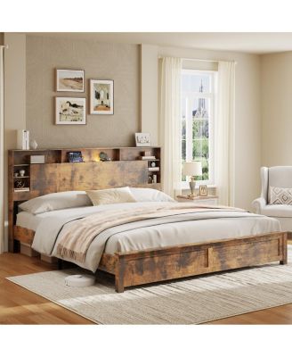 Storage Bed with Charging Station and LED Lights