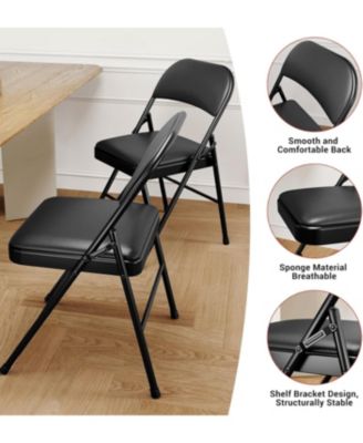 2-Pack Commercial Folding Chairs, Padded, Stackable, Steel Frame, For Indoor/Outdoor Use