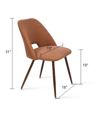 Set of 4 Upholstered Dining Chairs, Modern Fabric, Walnut Metal Legs