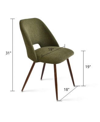 Set of 4 Upholstered Dining Chairs, Modern Fabric, Walnut Metal Legs