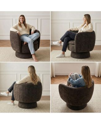 31 Wide Swivel Barrel Accent Chair, 360degree(s) Upholstered Armchair, 1 Pc
